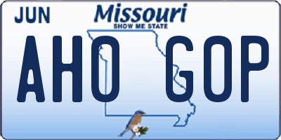 MO license plate AH0G0P