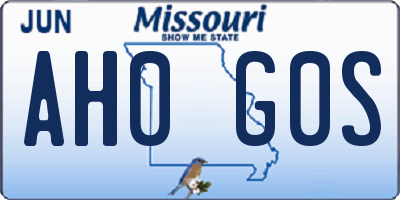 MO license plate AH0G0S