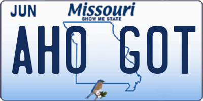 MO license plate AH0G0T