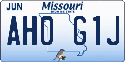 MO license plate AH0G1J