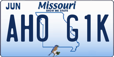 MO license plate AH0G1K