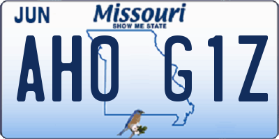 MO license plate AH0G1Z