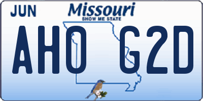 MO license plate AH0G2D