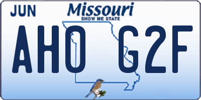 MO license plate AH0G2F