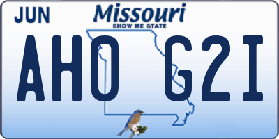 MO license plate AH0G2I