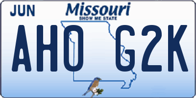 MO license plate AH0G2K