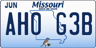 MO license plate AH0G3B