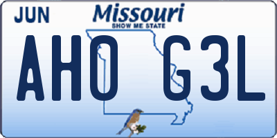 MO license plate AH0G3L