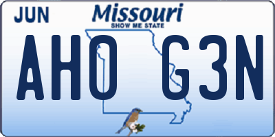 MO license plate AH0G3N