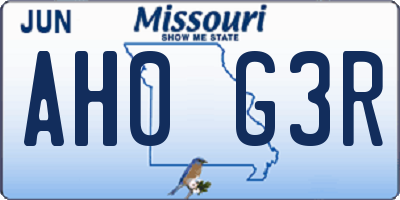 MO license plate AH0G3R