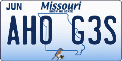 MO license plate AH0G3S