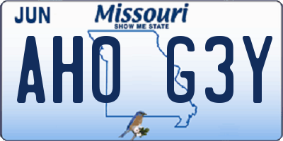 MO license plate AH0G3Y