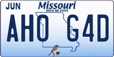 MO license plate AH0G4D