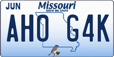 MO license plate AH0G4K