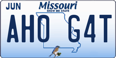 MO license plate AH0G4T