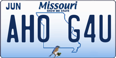 MO license plate AH0G4U