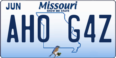 MO license plate AH0G4Z