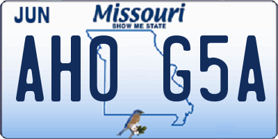 MO license plate AH0G5A