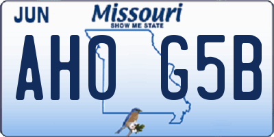 MO license plate AH0G5B