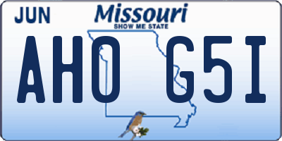 MO license plate AH0G5I