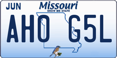 MO license plate AH0G5L
