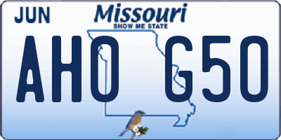 MO license plate AH0G5O