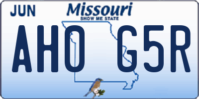 MO license plate AH0G5R