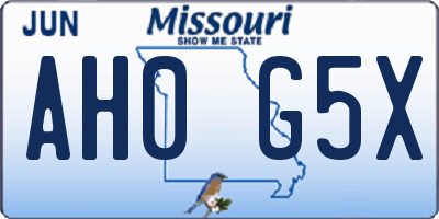 MO license plate AH0G5X