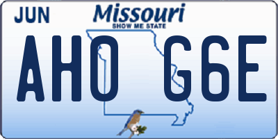 MO license plate AH0G6E