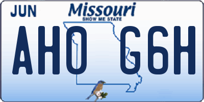 MO license plate AH0G6H