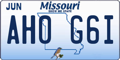MO license plate AH0G6I
