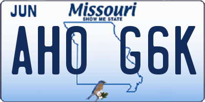 MO license plate AH0G6K