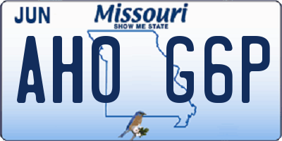 MO license plate AH0G6P