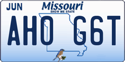 MO license plate AH0G6T