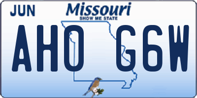 MO license plate AH0G6W