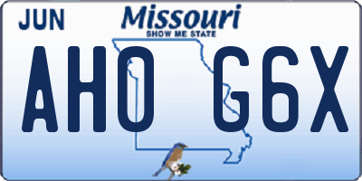 MO license plate AH0G6X