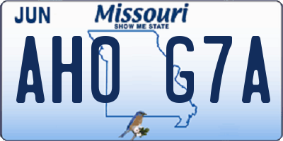 MO license plate AH0G7A