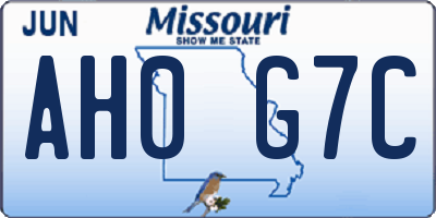 MO license plate AH0G7C