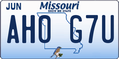 MO license plate AH0G7U