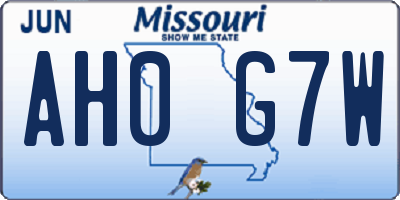 MO license plate AH0G7W