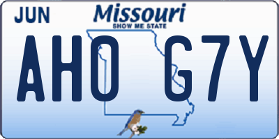 MO license plate AH0G7Y