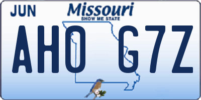 MO license plate AH0G7Z