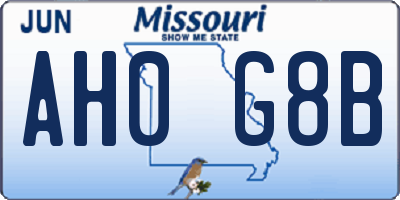 MO license plate AH0G8B