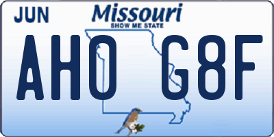 MO license plate AH0G8F