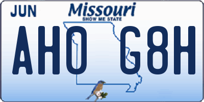 MO license plate AH0G8H