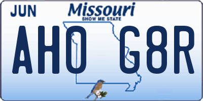 MO license plate AH0G8R