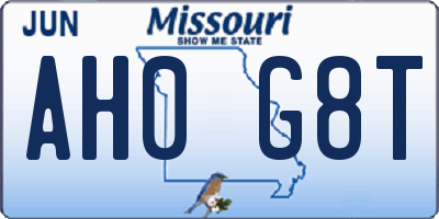 MO license plate AH0G8T