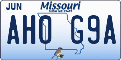 MO license plate AH0G9A