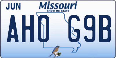 MO license plate AH0G9B