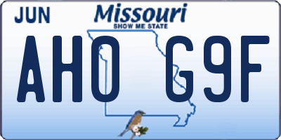 MO license plate AH0G9F